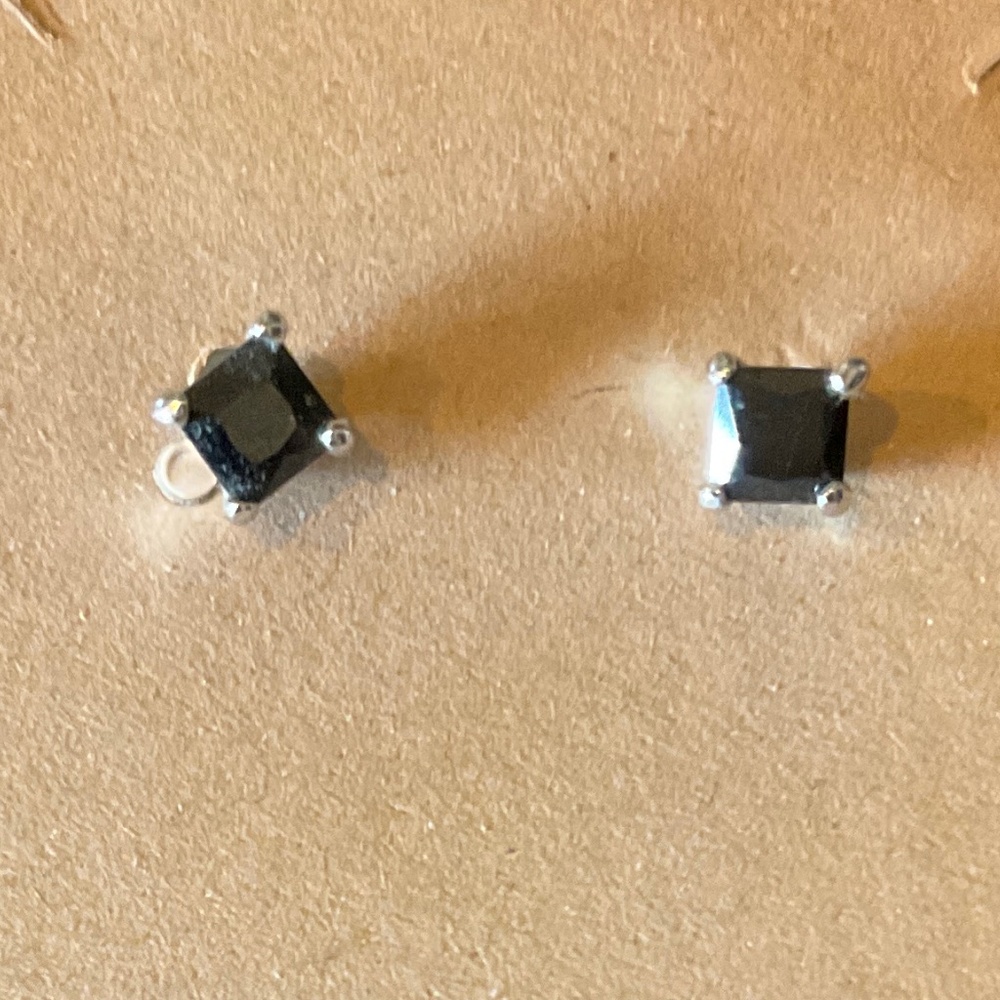Pierced Black Spinel Stud Earrings